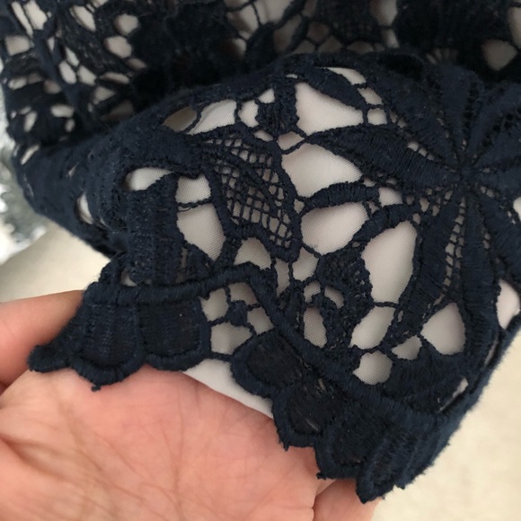 Ann Taylor Crochet Navy Blue Lace Dress - Picture 2 of 5